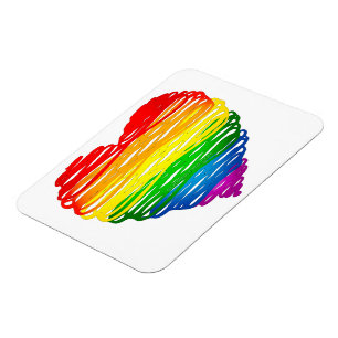 SlipperyJoes regenbogenfarbenes Herz mit kritzelig Magnet