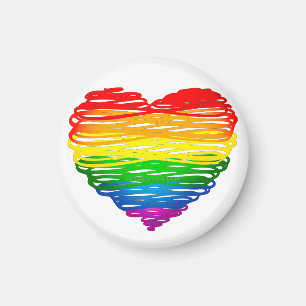 SlipperyJoes regenbogenfarbenes Herz mit kritzelig Magnet
