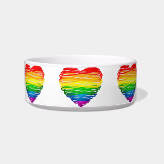 SlipperyJoes regenbogenfarbenes Herz mit kritzelig Napf