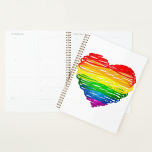 SlipperyJoes regenbogenfarbenes Herz mit kritzelig Planer