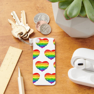 SlipperyJoes regenbogenfarbenes Herz mit kritzelig Schlüsselanhänger