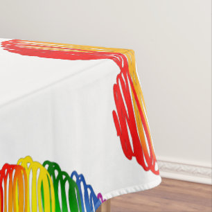 SlipperyJoes regenbogenfarbenes Herz mit kritzelig Tischdecke