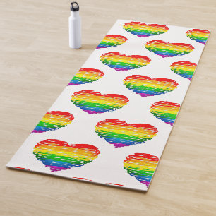 SlipperyJoes regenbogenfarbenes Herz mit kritzelig Yogamatte