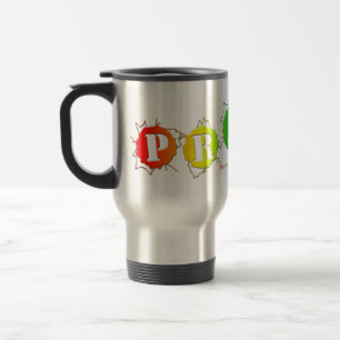 SlipperyJoe's regenbogenfarbenes Pride-Schild plat Reisebecher