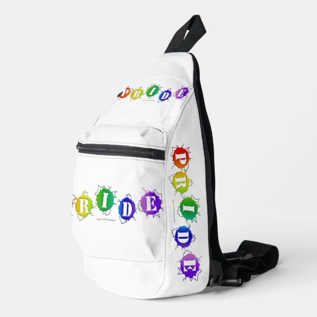 SlipperyJoe's regenbogenfarbenes Stolz-Zeichen dor Crossbody Bag (Rechte Ecke)