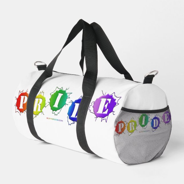 SlipperyJoe's regenbogenfarbenes Stolz-Zeichen dor Duffle Bag (Rechte Ecke)