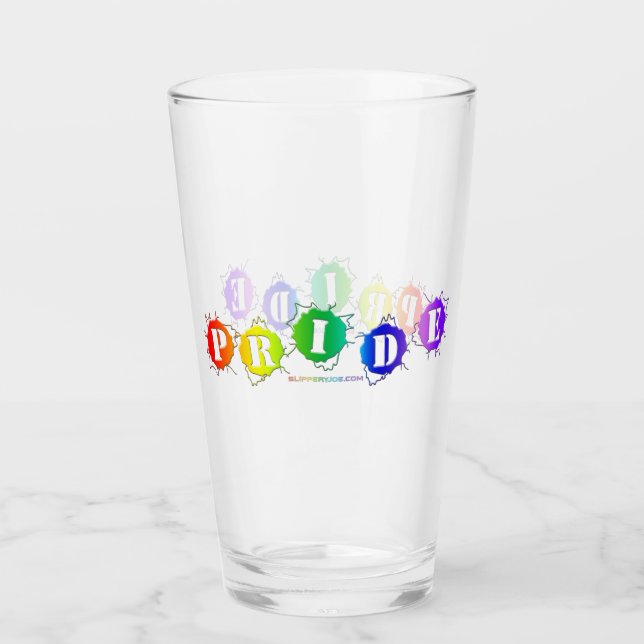 SlipperyJoe's regenbogenfarbenes Stolz-Zeichen dor Glas (Vorderseite)