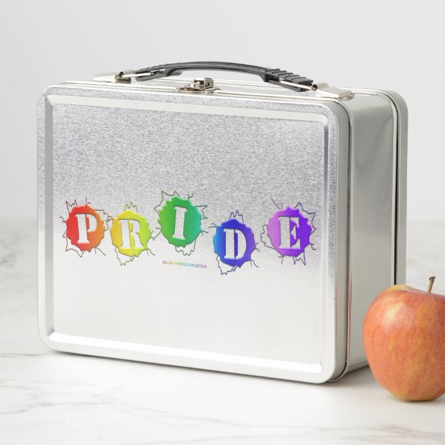 SlipperyJoe's regenbogenfarbenes Stolz-Zeichen dor Metall Brotdose (Beispiel)