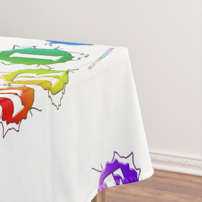 SlipperyJoe's regenbogenfarbenes Stolz-Zeichen dor Tischdecke (Beispiel)