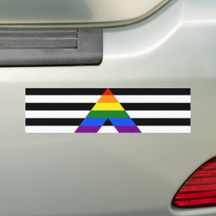 SlipperyJoes Regenbogenflagge für gerade Verbündet Autoaufkleber