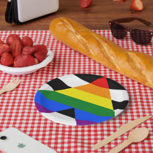 SlipperyJoes Regenbogenflagge für gerade Verbündet Pappteller
