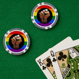 SlipperyJoes Regenbogenflagge mit erhobener Faust Pokerchips