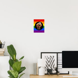 SlipperyJoes Regenbogenflagge mit erhobener Faust Poster