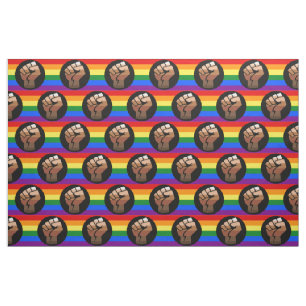 SlipperyJoes Regenbogenflagge mit erhobener Faust Stoff