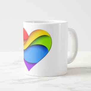 SlipperyJoe's regenbogenförmiges Herz in Rot Orang Jumbo-Tasse