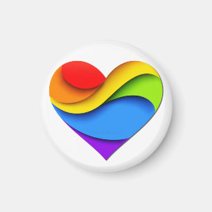 SlipperyJoe's regenbogenförmiges Herz in Rot Orang Magnet
