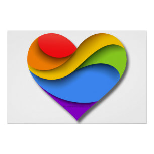 SlipperyJoe's regenbogenförmiges Herz in Rot Orang Poster