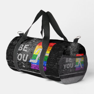 SlipperyJoes Regenbogenstolz-Farben-Panel Stadtbil Duffle Bag