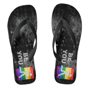 SlipperyJoes Regenbogenstolz-Farben-Panel Stadtbil Flip Flops