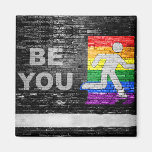 SlipperyJoes Regenbogenstolz-Farben-Panel Stadtbil Magnet