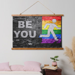 SlipperyJoes Regenbogenstolz-Farben-Panel Stadtbil Wandteppich Mit Holzrahmen