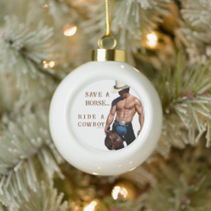 SlipperyJoe's rette Pferd reite Strohhut Cowboyhut Keramik Kugel-Ornament