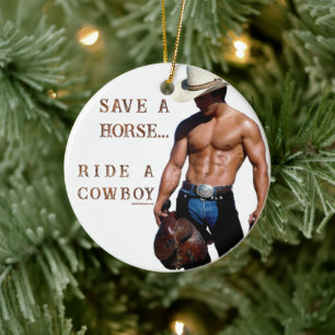 SlipperyJoe's rette Pferd Reitstroh Cowboyhut Mus Keramik Ornament