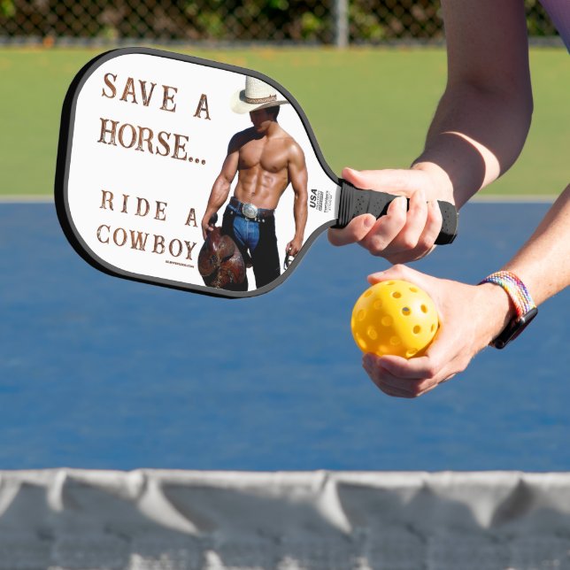 SlipperyJoe's rettend Pferderückfahrt Strohhut Pickleball Schläger (InSitu)