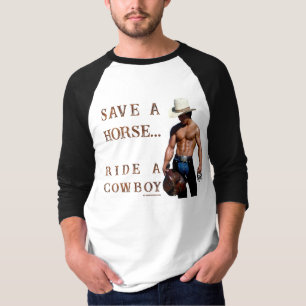 SlipperyJoe's Rettet ein Pferd reiten Ein Cowboy,  T-Shirt