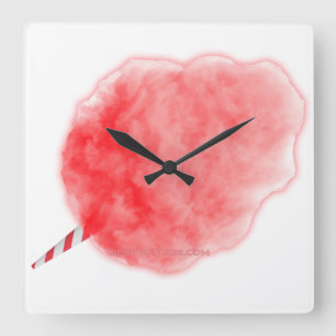 SlipperyJoe's rosa Cotton Candy Karneval Zucker Fo Quadratische Wanduhr