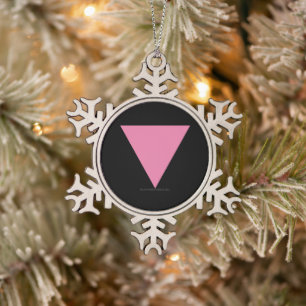 SlipperyJoe's rosa Dreiecksflagge hellrosa Symbol Schneeflocken Zinn-Ornament