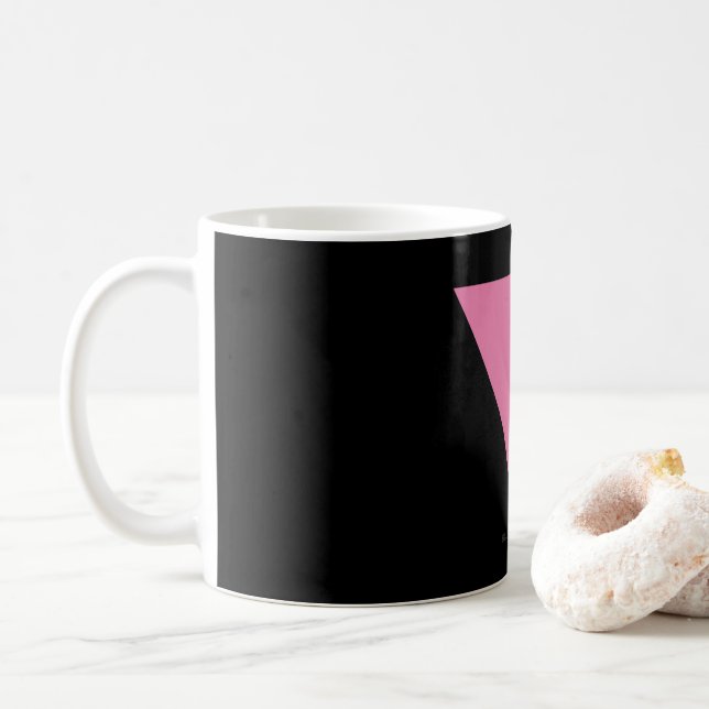 SlipperyJoe's rosa Triangle-Symbol in rosa Kaffeetasse (Mit Donut)