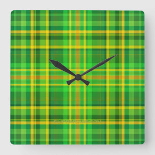 SlipperyJoe's Saint Patrick's Day green-yellow pla Quadratische Wanduhr
