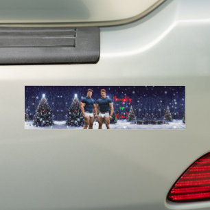 SlipperyJoe's schneebedeckte Weihnachtsbaum Autoaufkleber