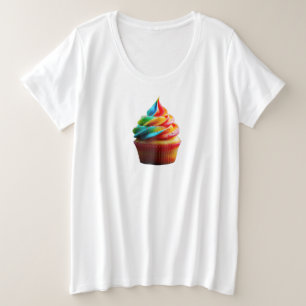 SlipperyJoe's schwindelerregender Regenbogen-Cupca Große Größe T-Shirt