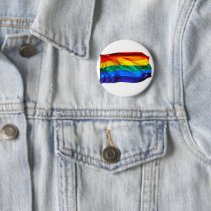 SlipperyJoe's schwule Regenbogenflagge weht rot or Button