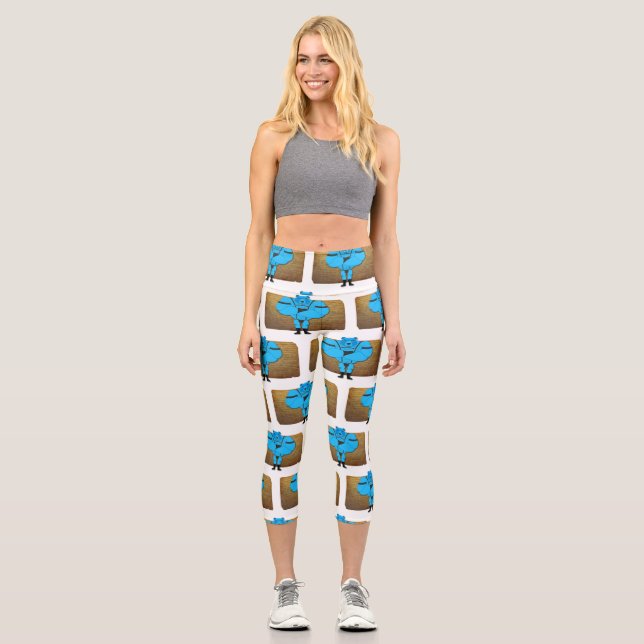 SlipperyJoe's schwuler Muskel Bär Cartoon, während Capri Leggings (Vorderseite)