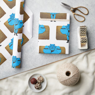 SlipperyJoe's schwuler Muskel Bär Cartoon, während Geschenkpapier