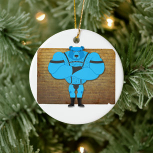 SlipperyJoe's schwuler Muskel Bär Cartoon, während Keramik Ornament