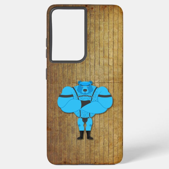 SlipperyJoe's schwuler Muskel Bär Cartoon, während Samsung Galaxy Hülle (Rückseite)