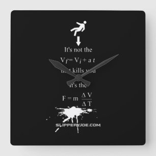SlipperyJoe's Science-Mathematik-Spritzer-Stickman Quadratische Wanduhr