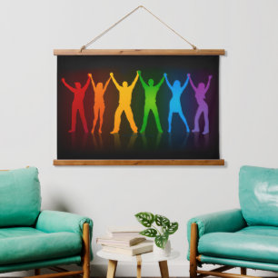 Slipperyjoe's sechs stehende Silhouetten mit erhob Wandteppich Mit Holzrahmen