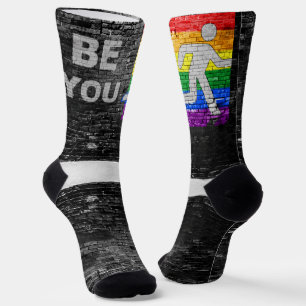 SlipperyJoe's Sei Du Ziegelwand-Strichmännchen-Reg Socken