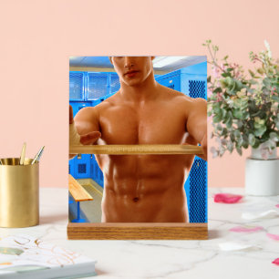 SlipperyJoe's shirtless muskulöser Mann Abs Brust Acrylschild