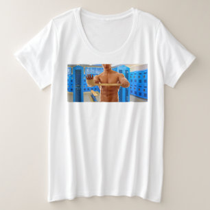 SlipperyJoe's shirtless muskulöser Mann Abs Brust  Große Größe T-Shirt