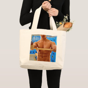 SlipperyJoe's shirtless muskulöser Mann Abs Brust Jumbo Stoffbeutel