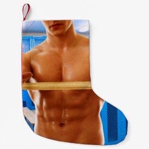 SlipperyJoe's shirtless muskulöser Mann Abs Brust  Kleiner Weihnachtsstrumpf