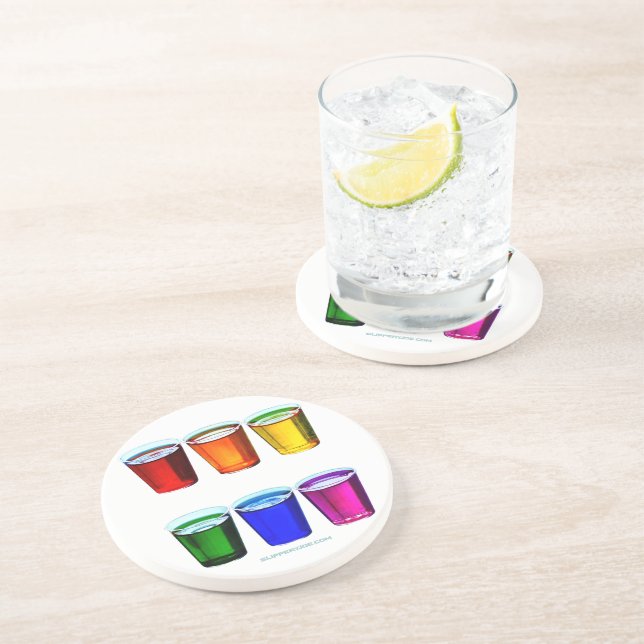 SlipperyJoe's Shot Brille flüssige Stolz Farben ce Getränkeuntersetzer (Seite)