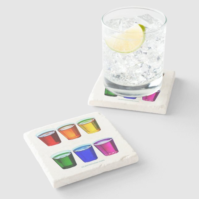 SlipperyJoe's Shot Brille flüssige Stolz Farben ce Steinuntersetzer (Seitenansicht)
