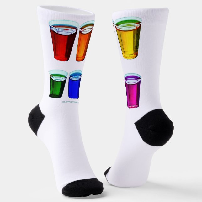 SlipperyJoe's shot glasses liquid pride colors cel Socken (Gewinkelt)